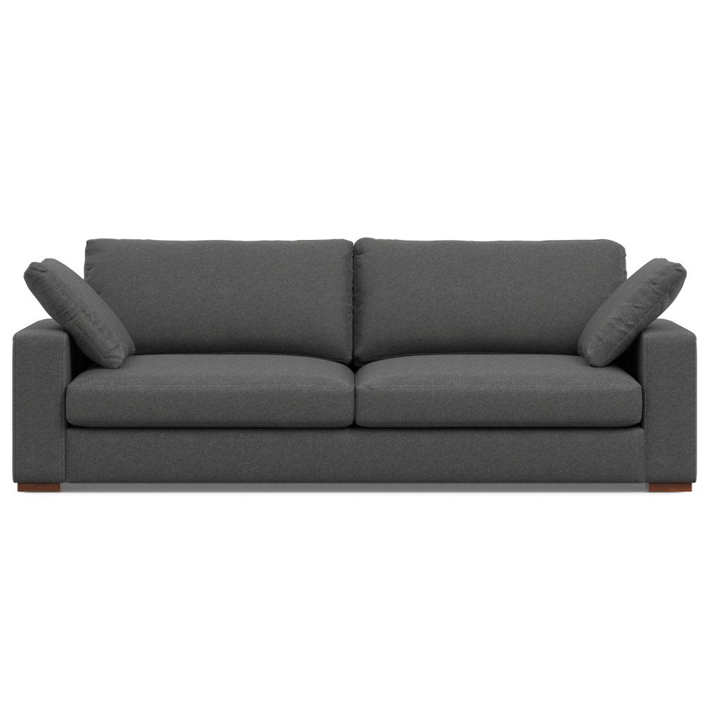 Gray Fabric Sofa with Brown Legs - 96-inch