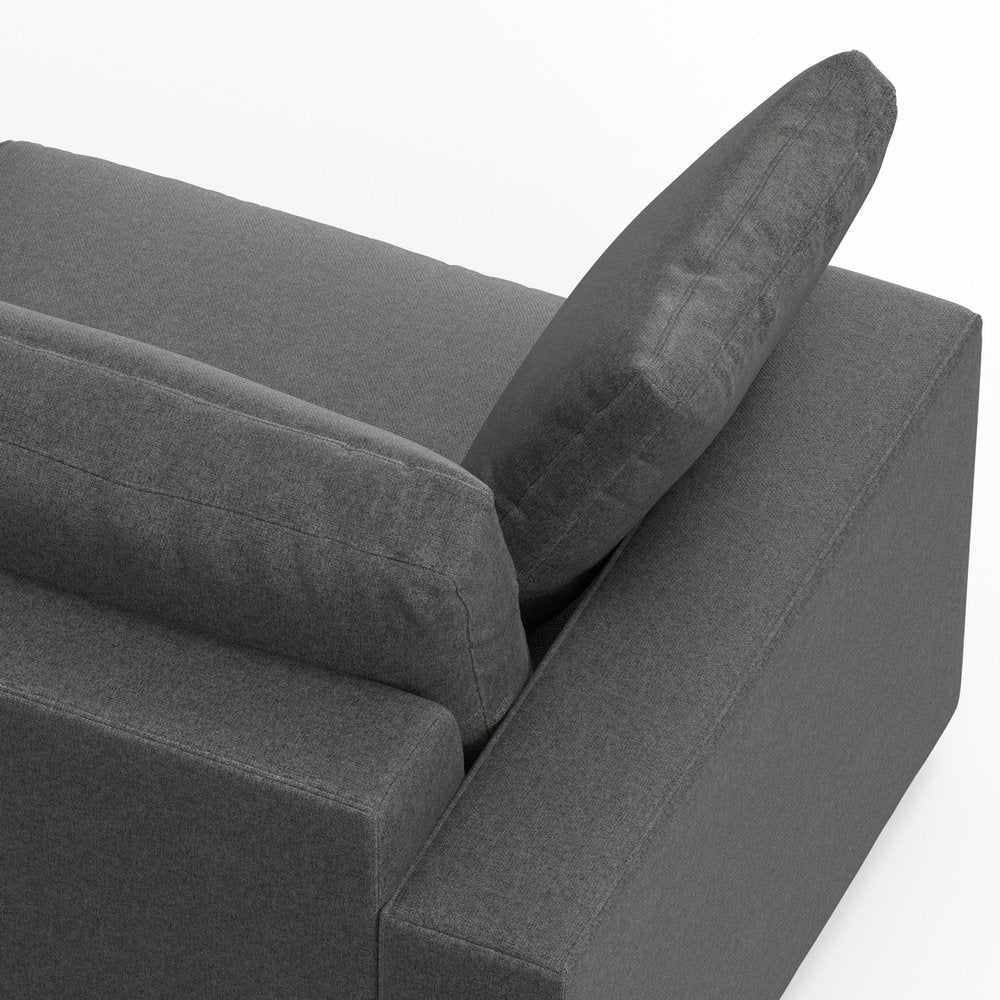 Gray Fabric Sofa with Brown Legs - 96-inch