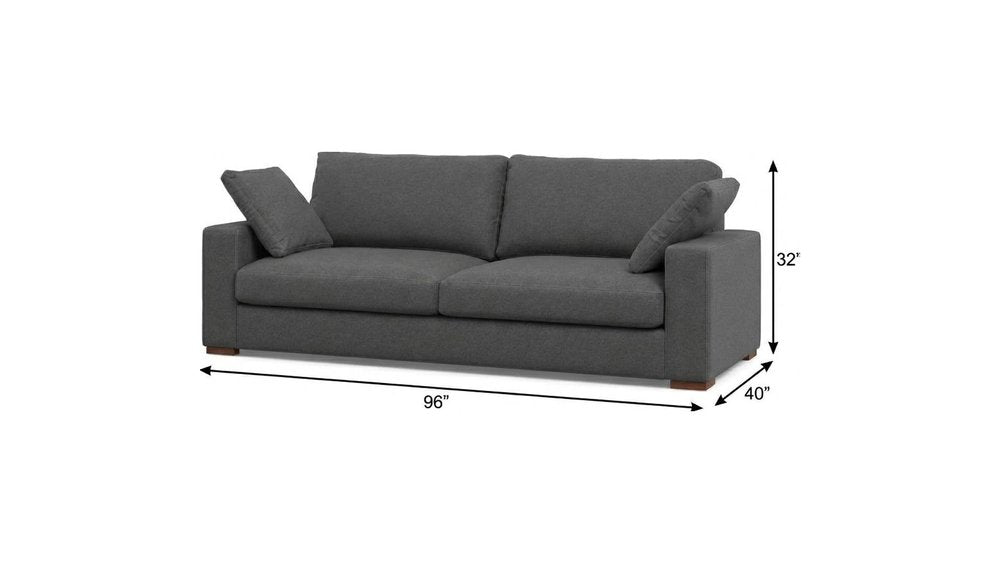 Gray Fabric Sofa with Brown Legs - 96-inch