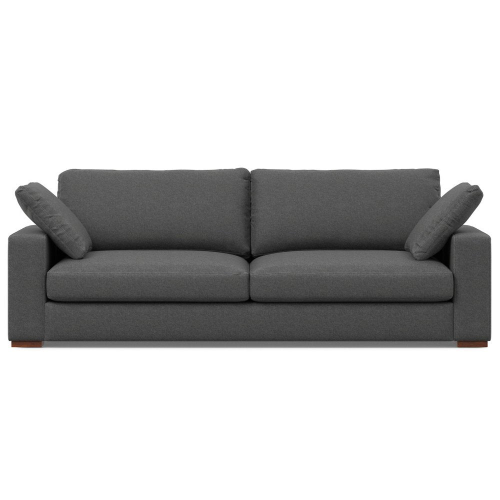 Gray Fabric Sofa with Brown Legs - 96-inch