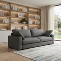 Gray Fabric Sofa with Brown Legs - 96-inch