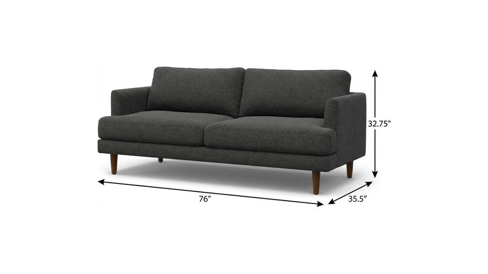 Gray Fabric Sofa with Brown Legs - 76-inch