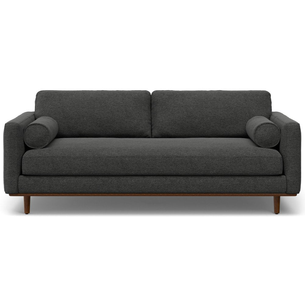 Gray Fabric Sofa with Brown Legs - 89-inch