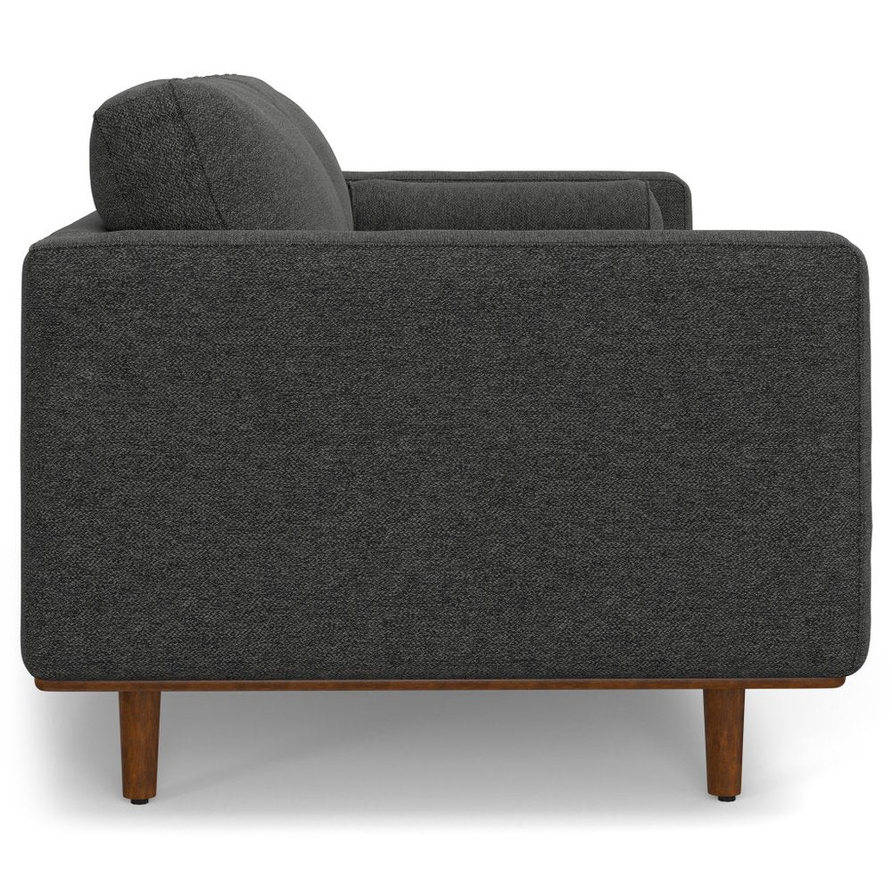 Gray Fabric Sofa with Brown Legs - 89-inch