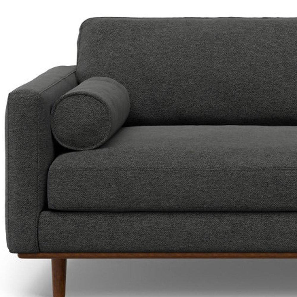 Gray Fabric Sofa with Brown Legs - 89-inch