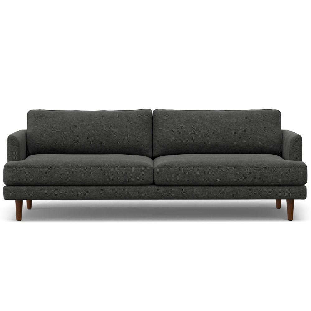 Gray Fabric Sofa with Brown Legs - 90-inch