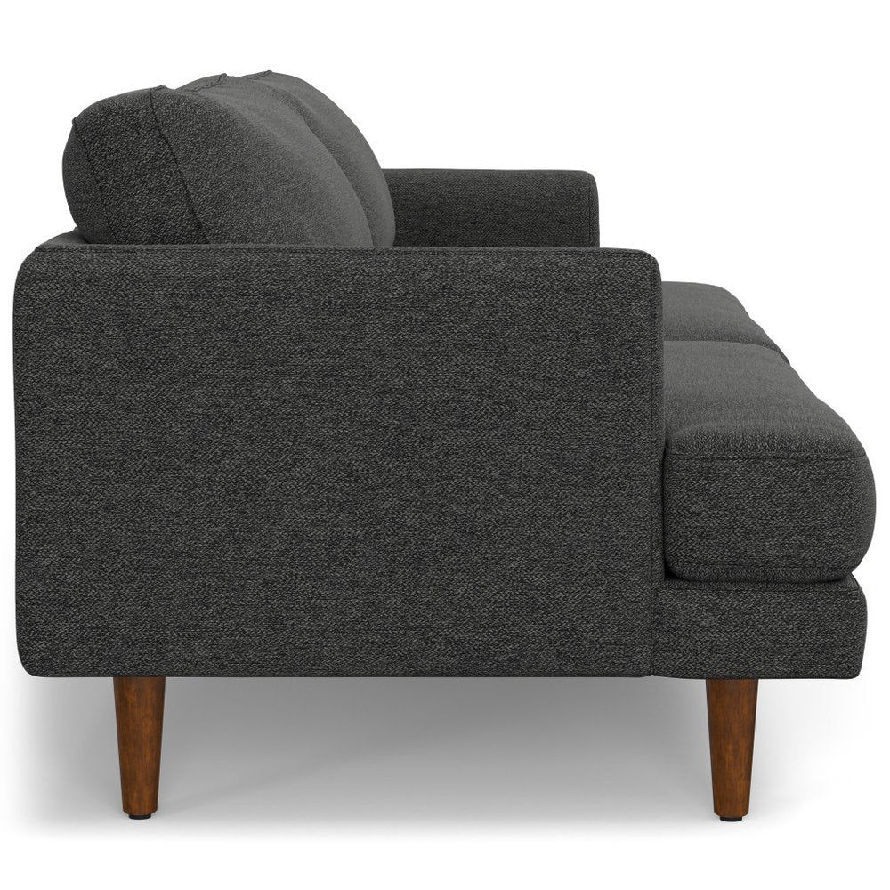 Gray Fabric Sofa with Brown Legs - 90-inch