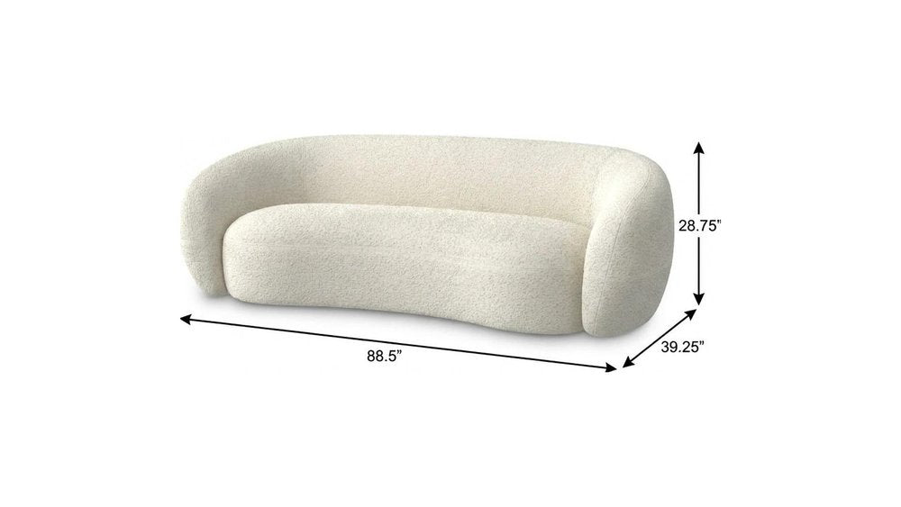 Cream Fabric Sofa with Walnut Legs - 89-inch