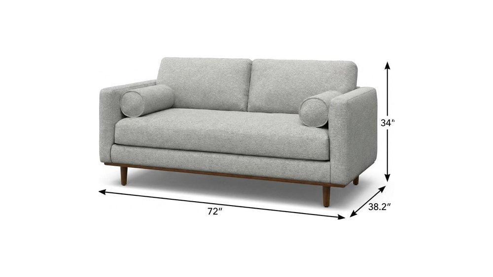 Gray Fabric Sofa with Brown Legs - 72-inch
