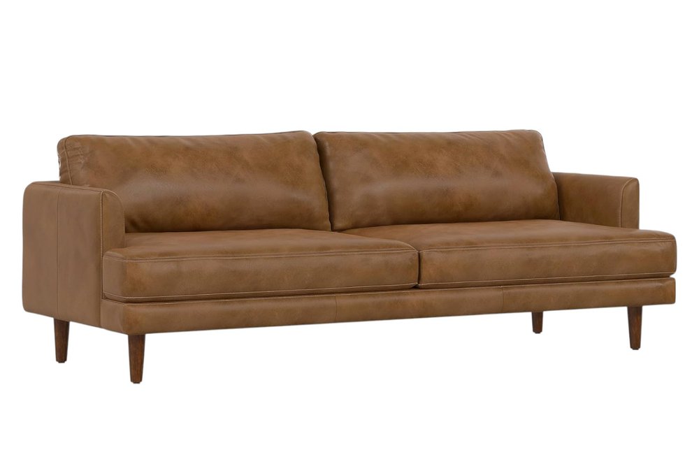 Brown Leather Sofa - 90-inch