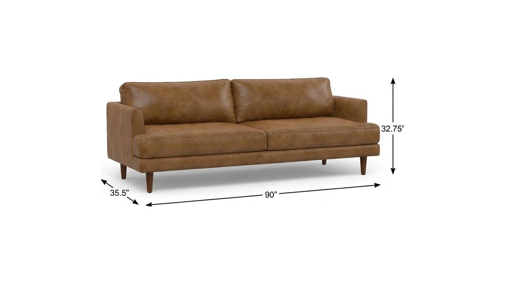 Brown Leather Sofa - 90-inch