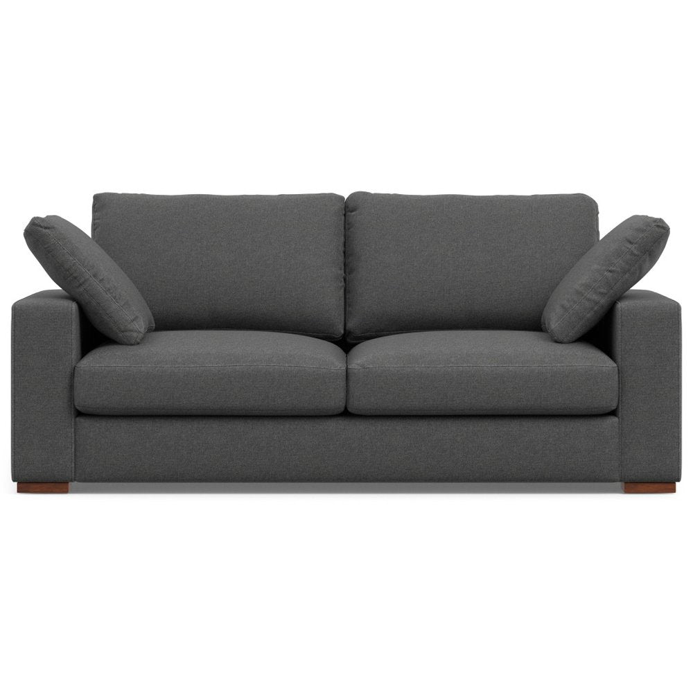 Gray Fabric Sofa with Brown Legs - 78-inch