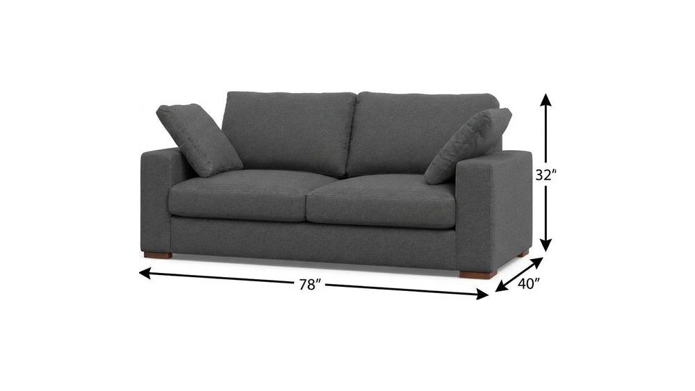 Gray Fabric Sofa with Brown Legs - 78-inch