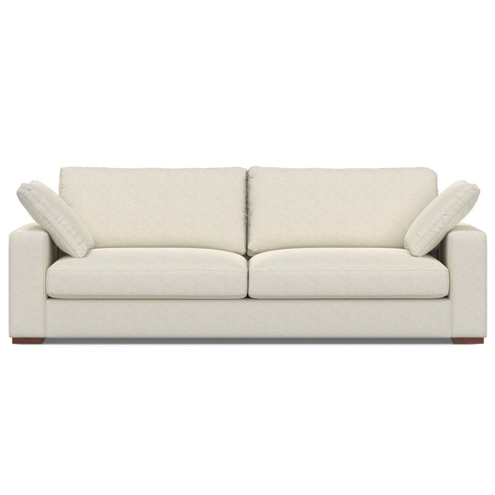 Cream Fabric Sofa with Brown Legs - 96-inch
