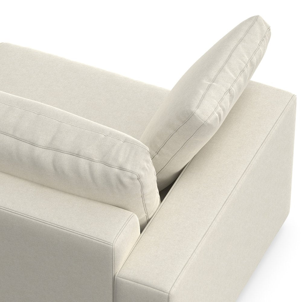 Cream Fabric Sofa with Brown Legs - 96-inch