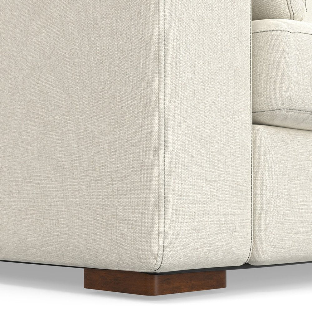 Cream Fabric Sofa with Brown Legs - 96-inch