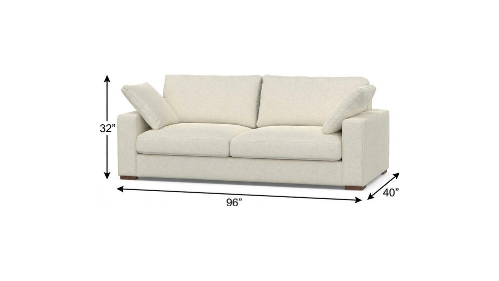 Cream Fabric Sofa with Brown Legs - 96-inch