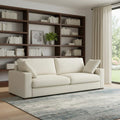 Cream Fabric Sofa with Brown Legs - 96-inch