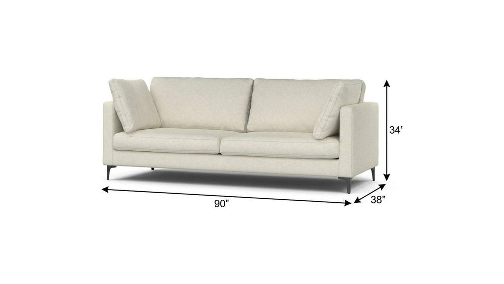 Cream Fabric Sofa with Black Legs - 90-inch