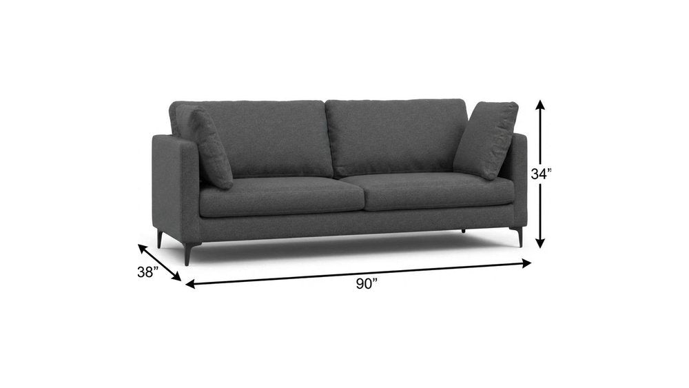 Gray Fabric Sofa with Black Legs - 90-inch
