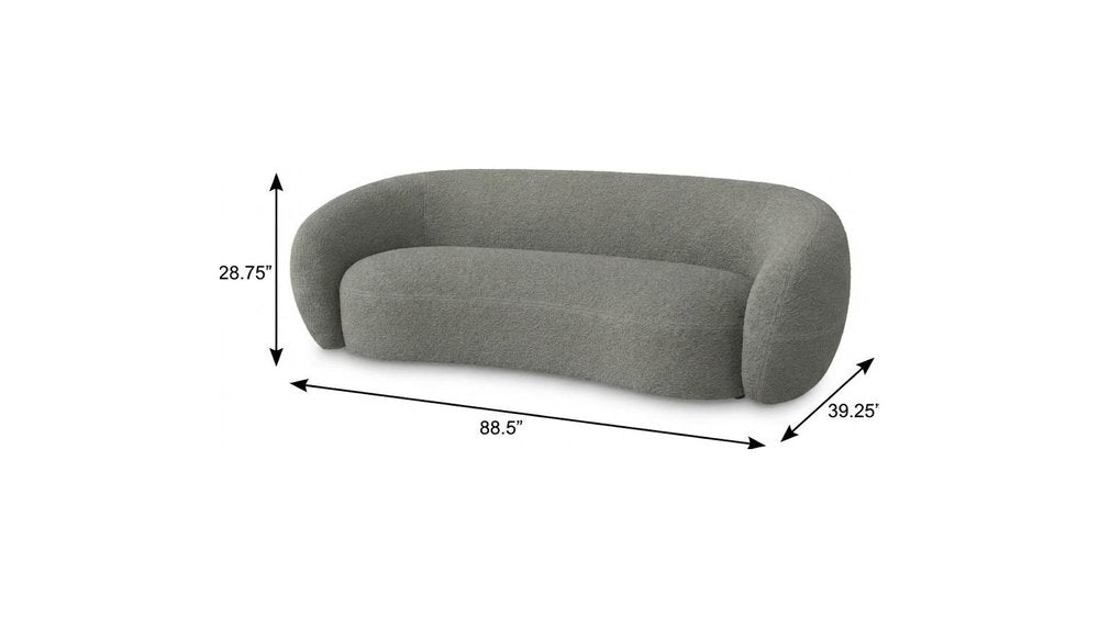 Gray Fabric Sofa with Walnut Legs - 89-inch