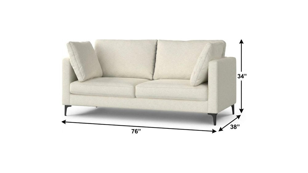 Cream Fabric Sofa with Black Legs - 76-inch