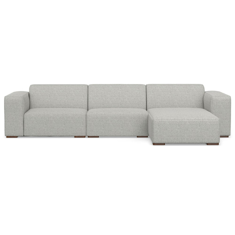 Gray Fabric Modular Sofa with Brown Legs - 122-inch