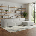 Gray Fabric Modular Sofa with Brown Legs - 122-inch