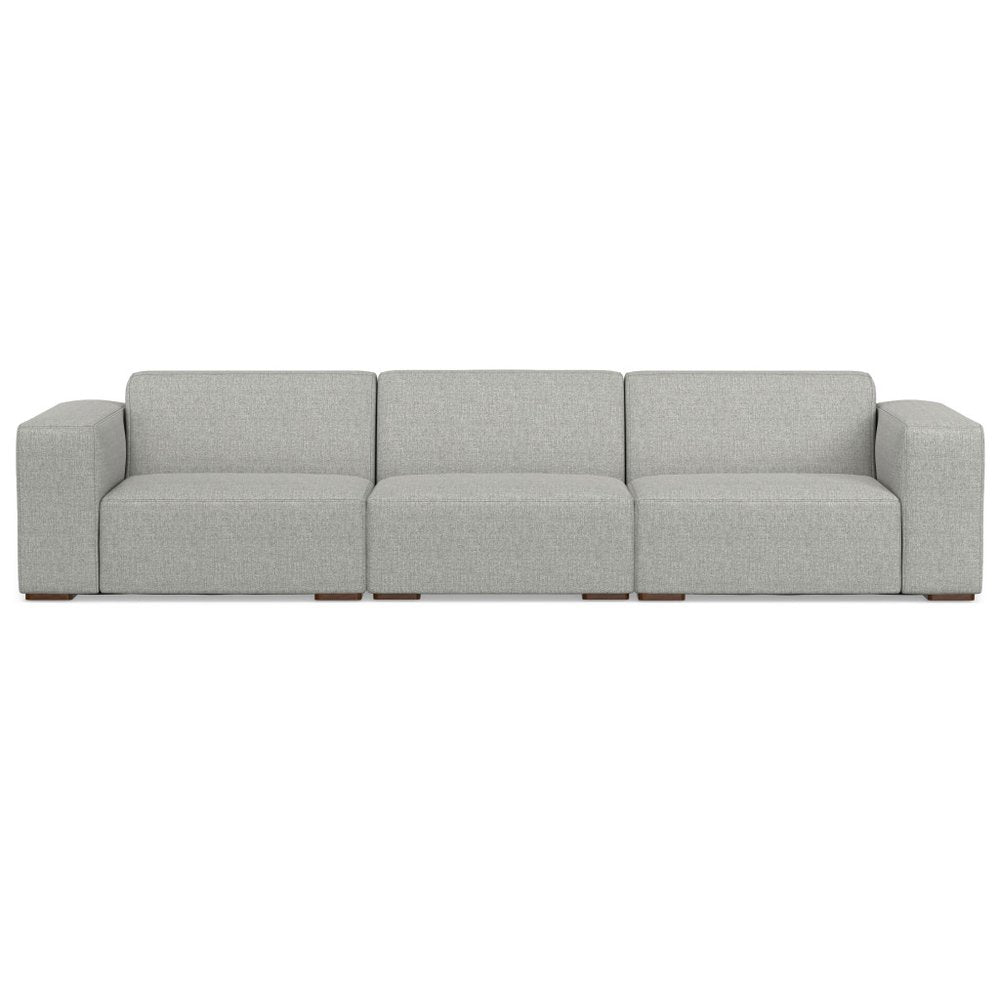 Gray Fabric Modular Sofa with Brown Legs - 122-inch