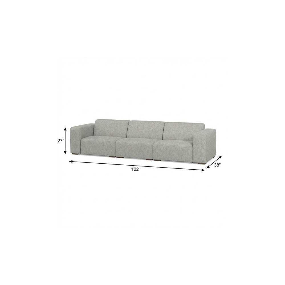 Gray Fabric Modular Sofa with Brown Legs - 122-inch