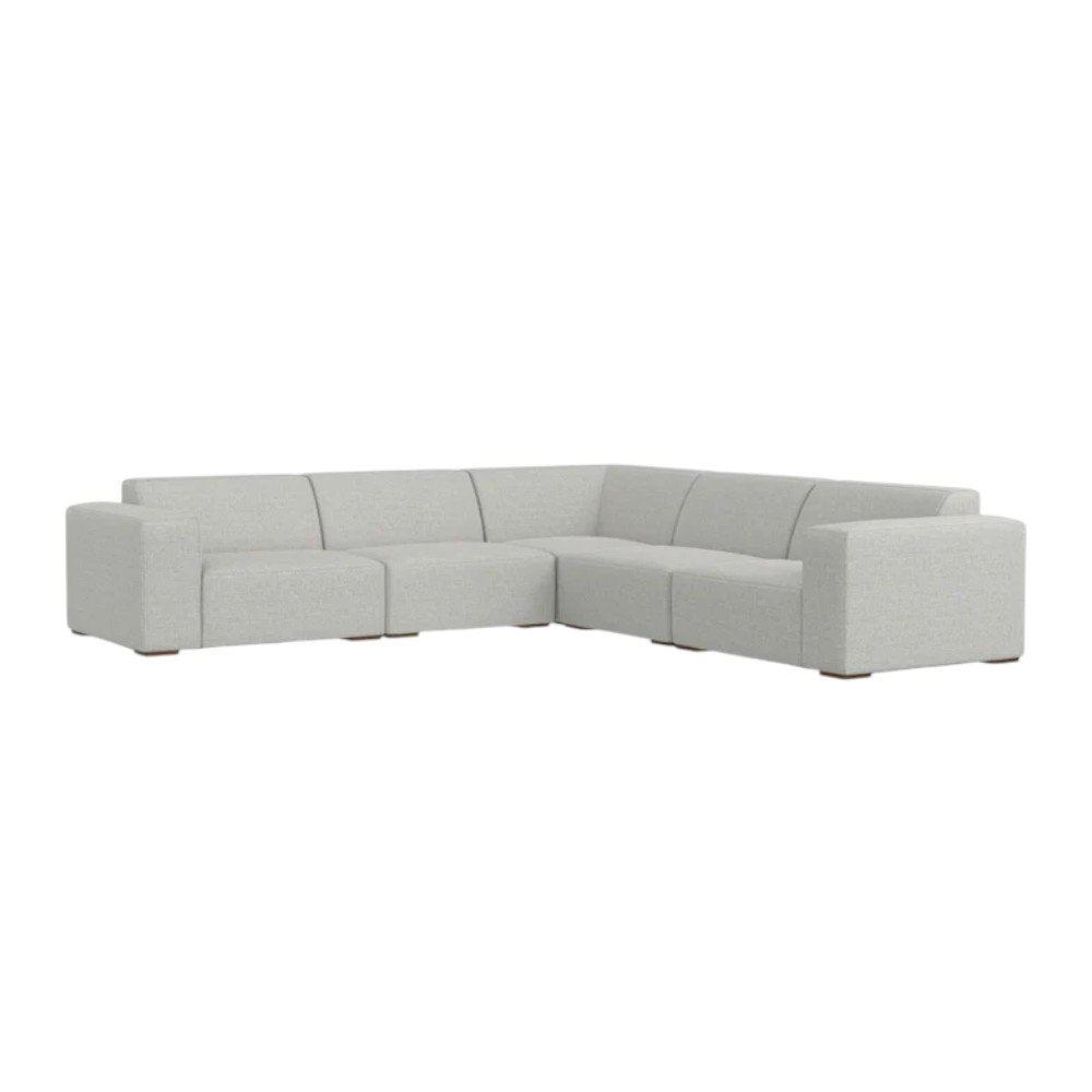 Gray Fabric Modular Sofa with Brown Legs - 116-inch