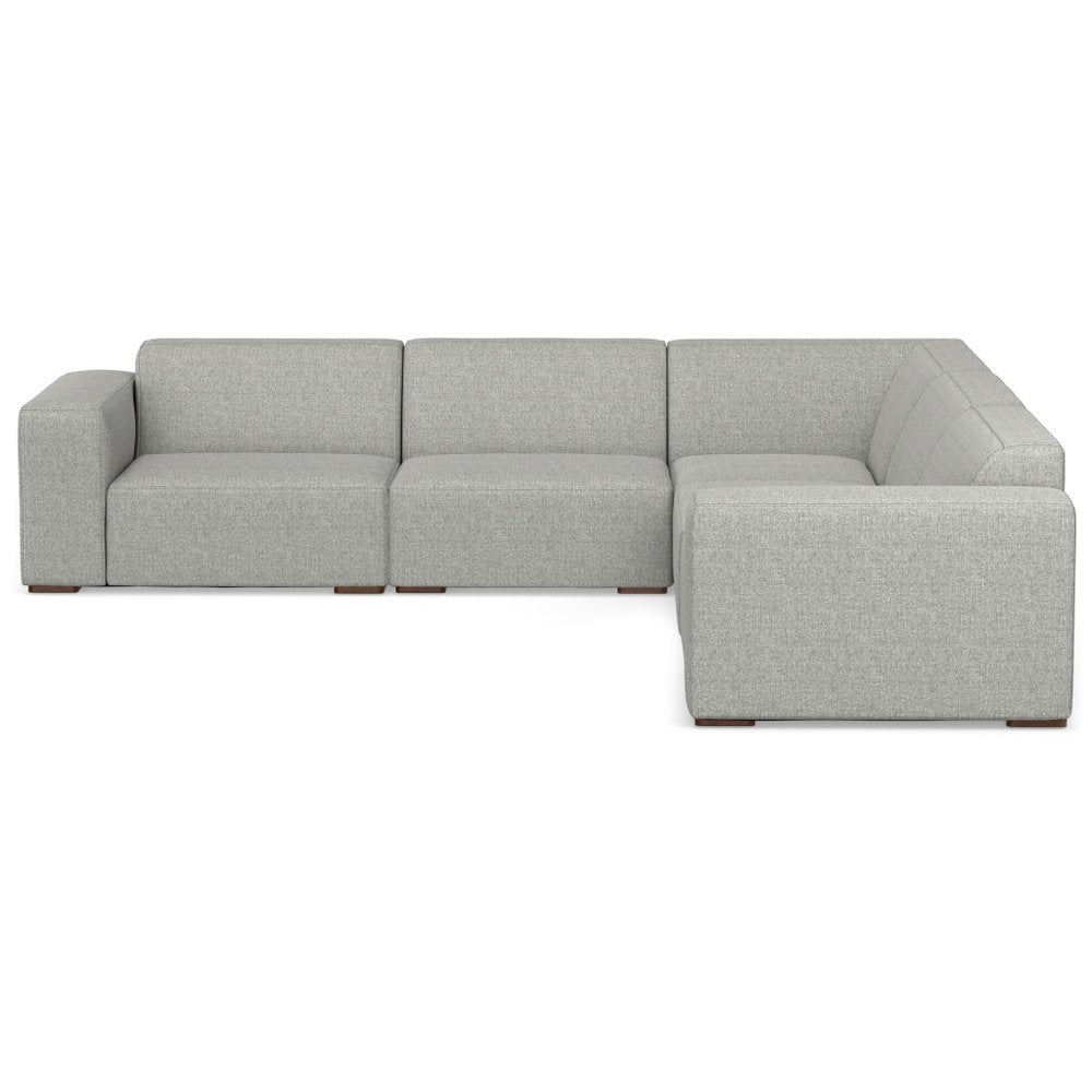 Gray Fabric Modular Sofa with Brown Legs - 116-inch