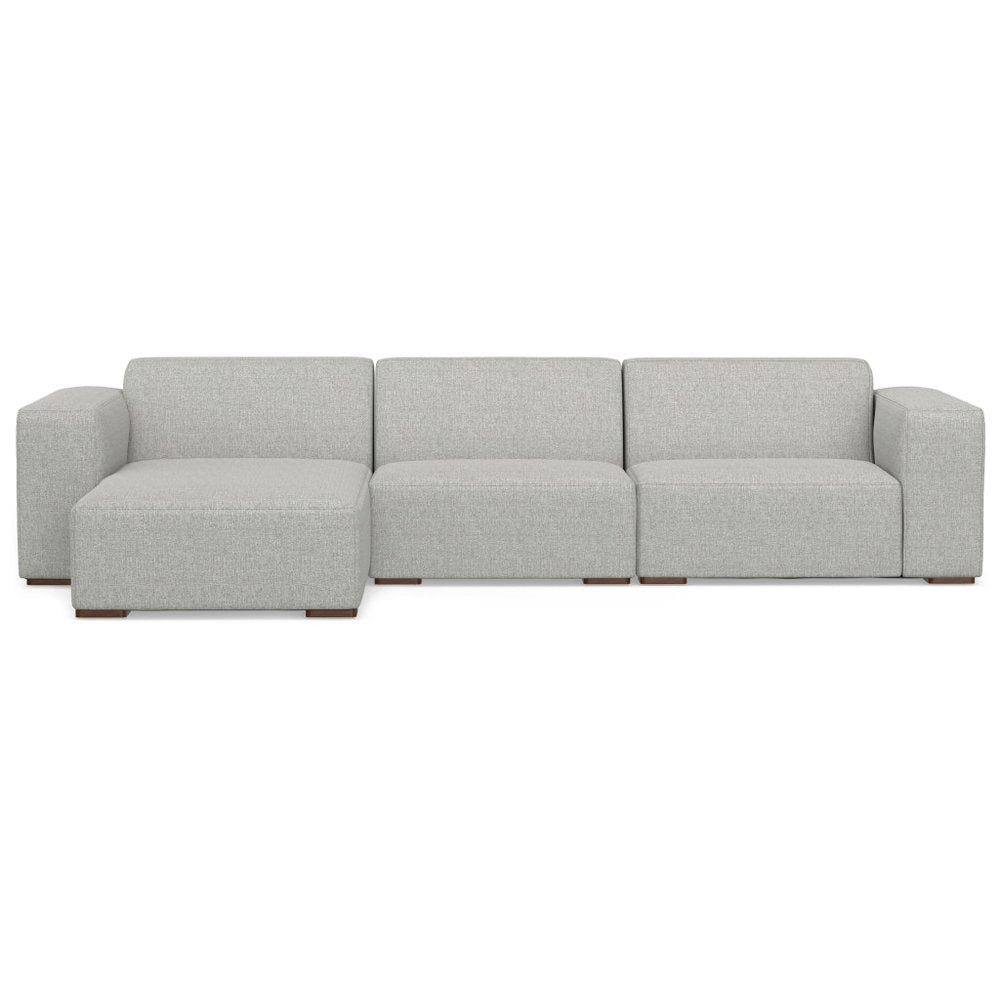 Gray Fabric Modular Sofa with Brown Legs - 122-inch