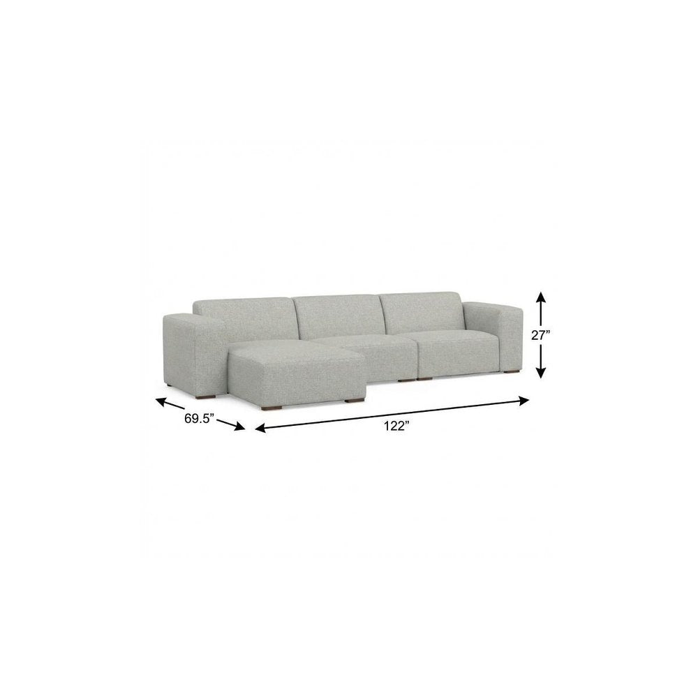 Gray Fabric Modular Sofa with Brown Legs - 122-inch