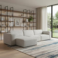 Gray Fabric Modular Sofa with Brown Legs - 122-inch