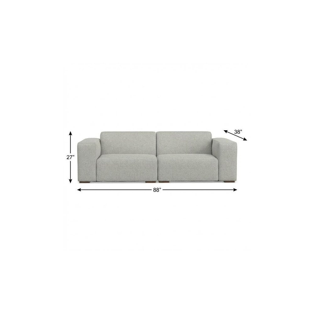Gray Fabric Modular Sofa with Brown Legs - 88-inch