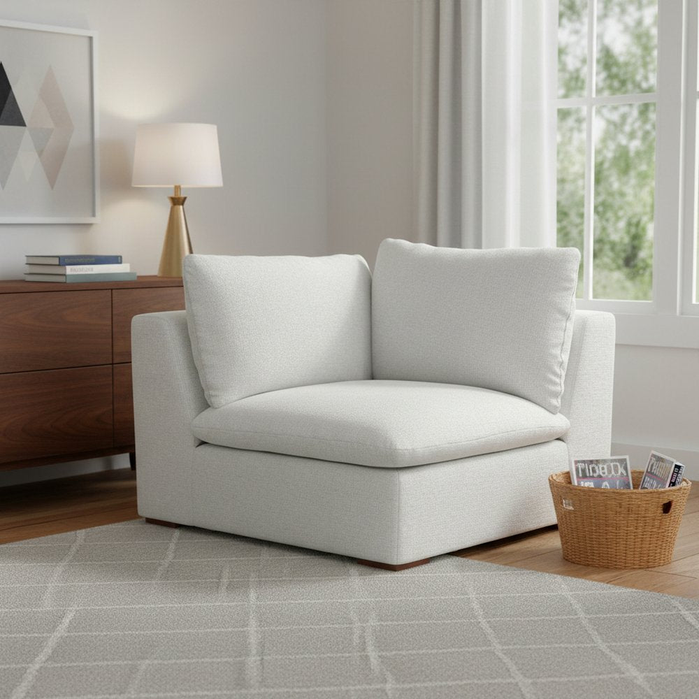 Gray Fabric Modular Sofa with Brown Legs - 44-inch