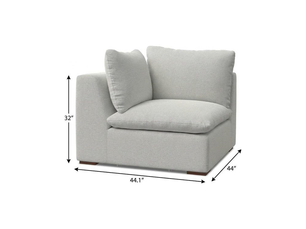 Gray Fabric Modular Sofa with Brown Legs - 44-inch