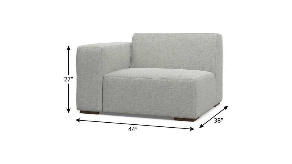 Gray Fabric Modular Sofa with Brown Legs - 44-inch