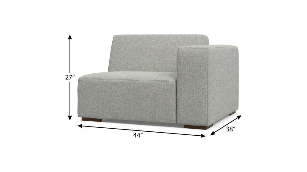 Gray Fabric Modular Sofa with Brown Legs - 44-inch