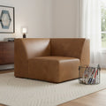 Brown Leather Modular Sofa - 38-inch