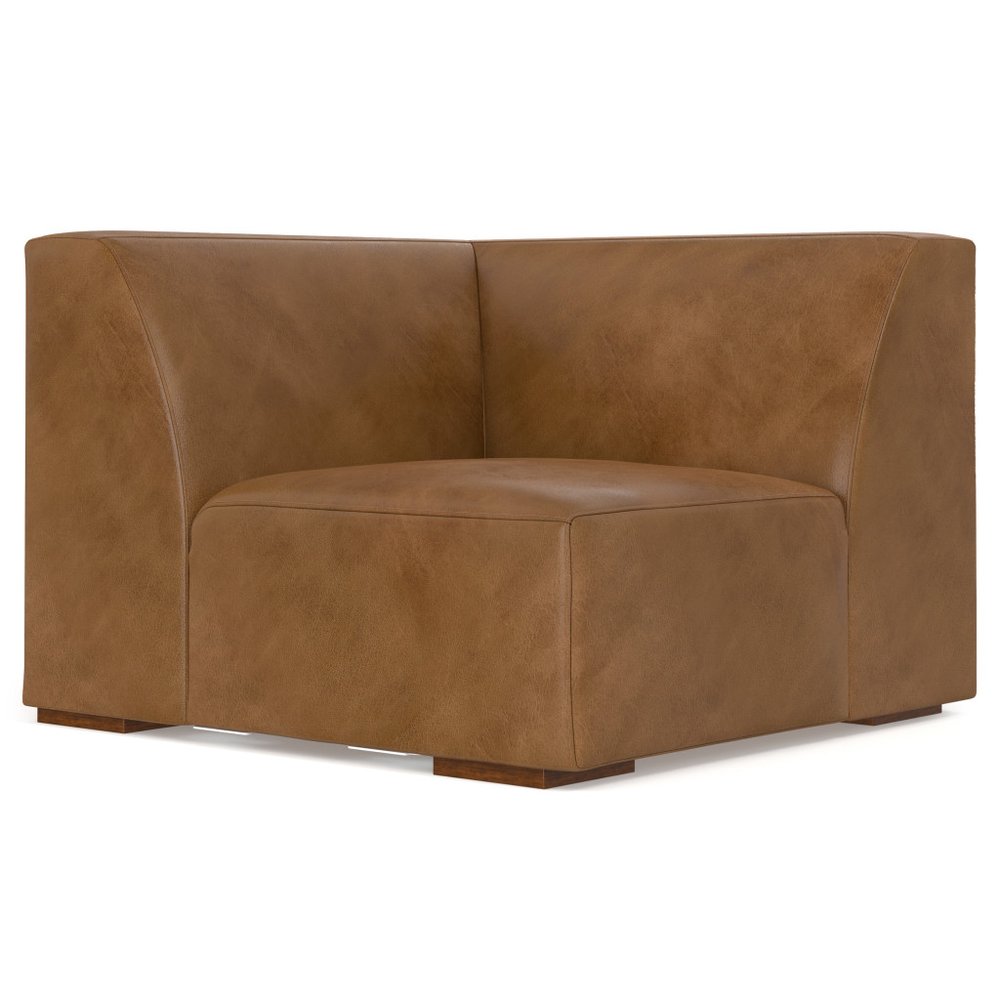 Brown Leather Modular Sofa - 38-inch