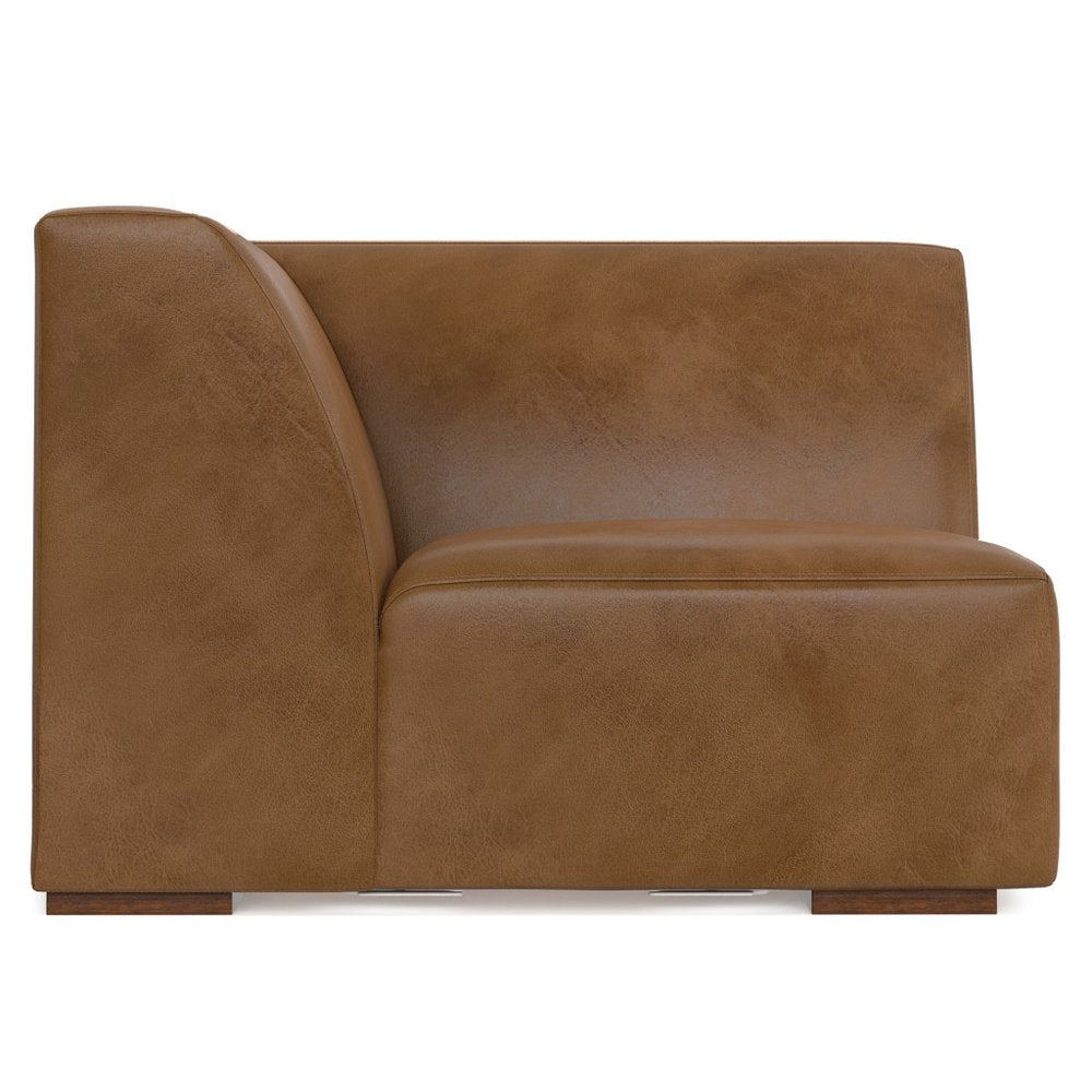 Brown Leather Modular Sofa - 38-inch