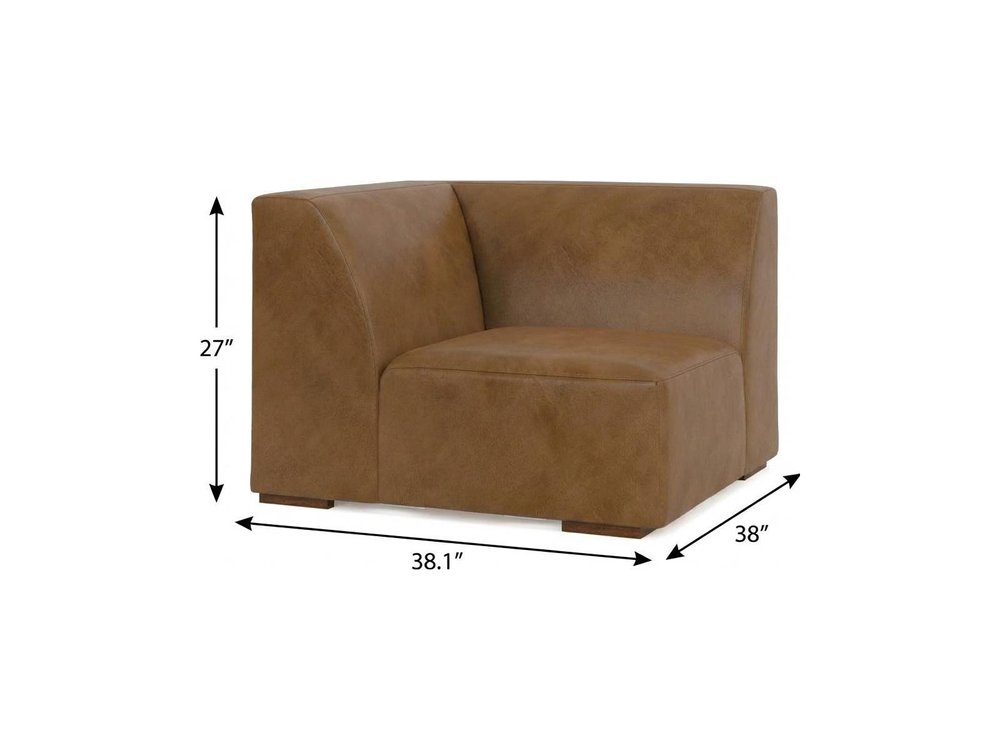 Brown Leather Modular Sofa - 38-inch