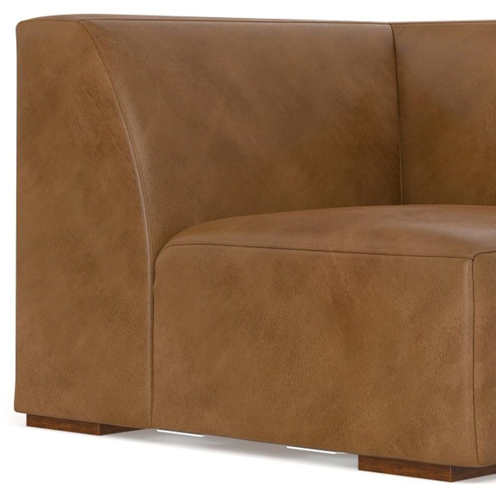 Brown Leather Modular Sofa - 38-inch