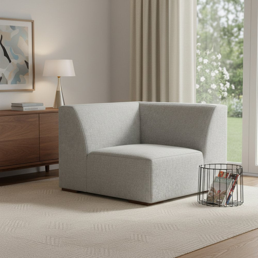 Gray Fabric Modular Sofa with Brown Legs - 38-inch