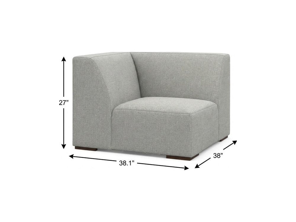 Gray Fabric Modular Sofa with Brown Legs - 38-inch