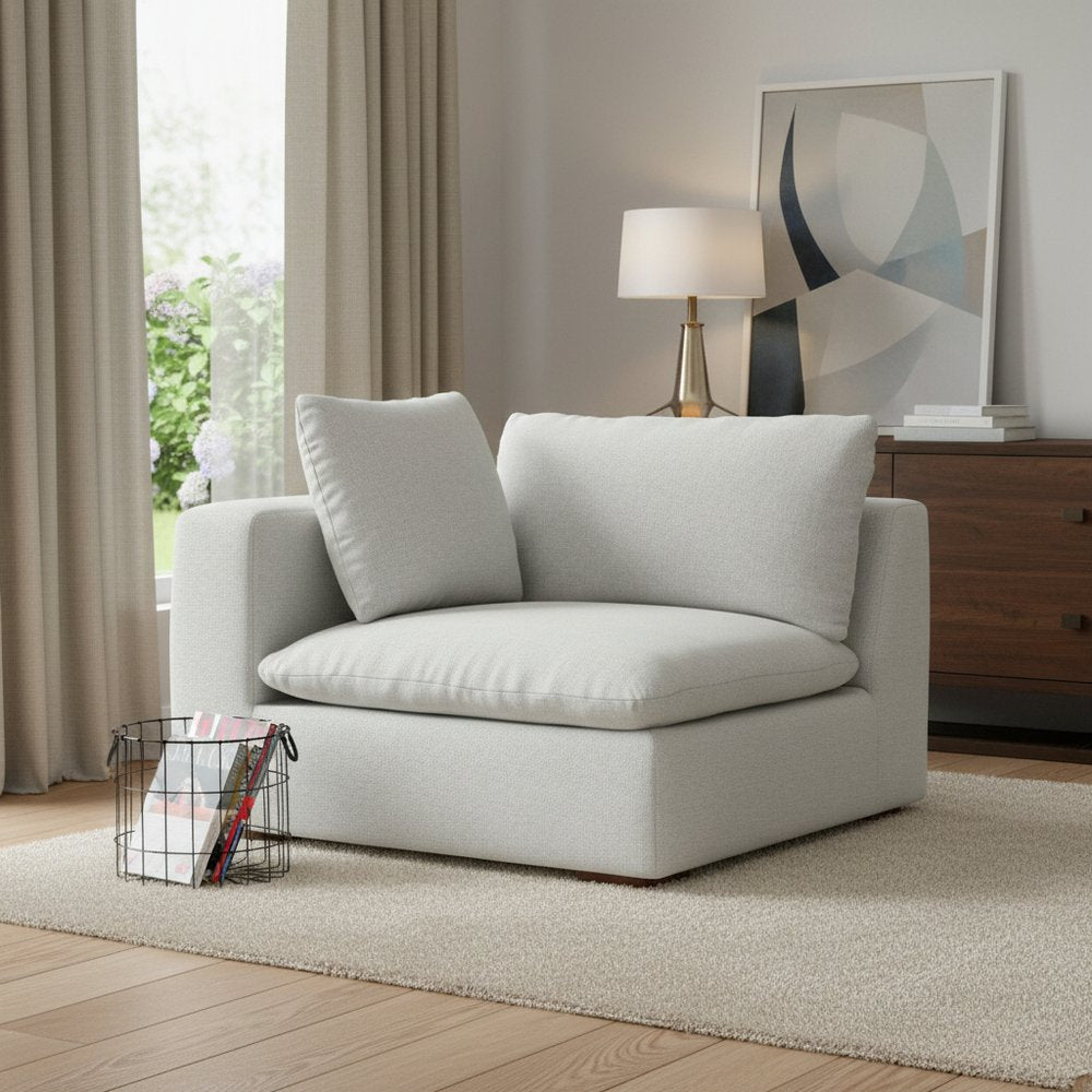 Gray Fabric Modular Sofa with Brown Legs - 44-inch