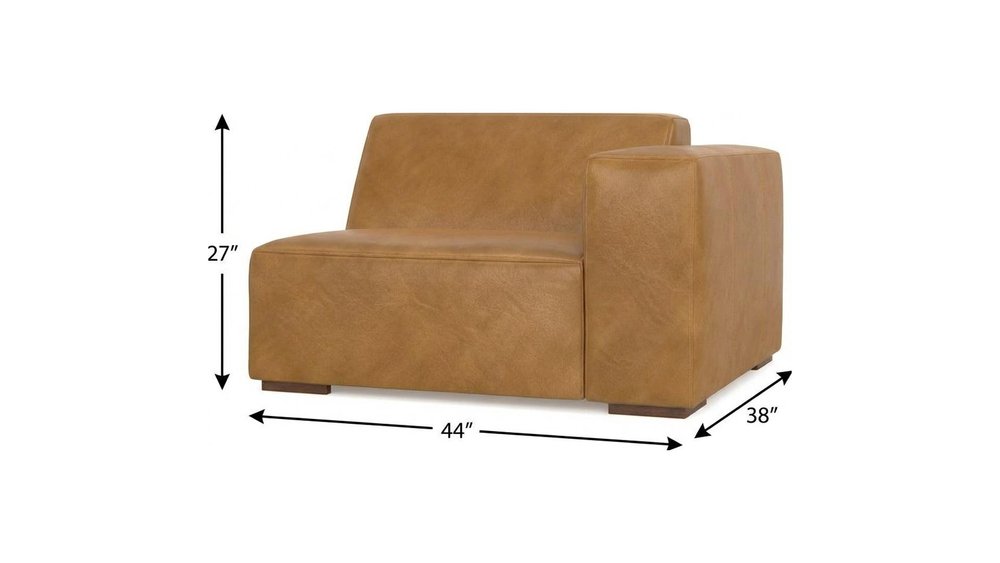 Sienna Leather Modular Sofa with Brown Legs - 44-inch