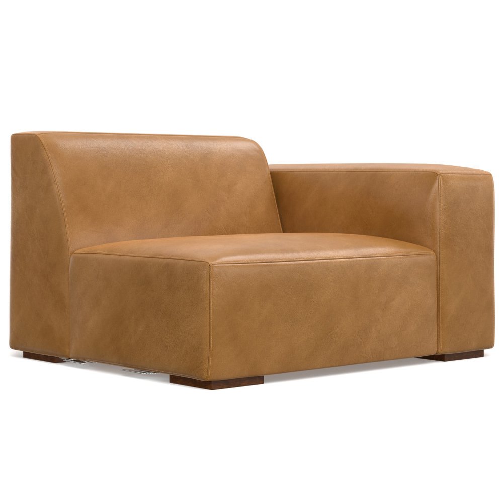 Sienna Leather Modular Sofa with Brown Legs - 44-inch